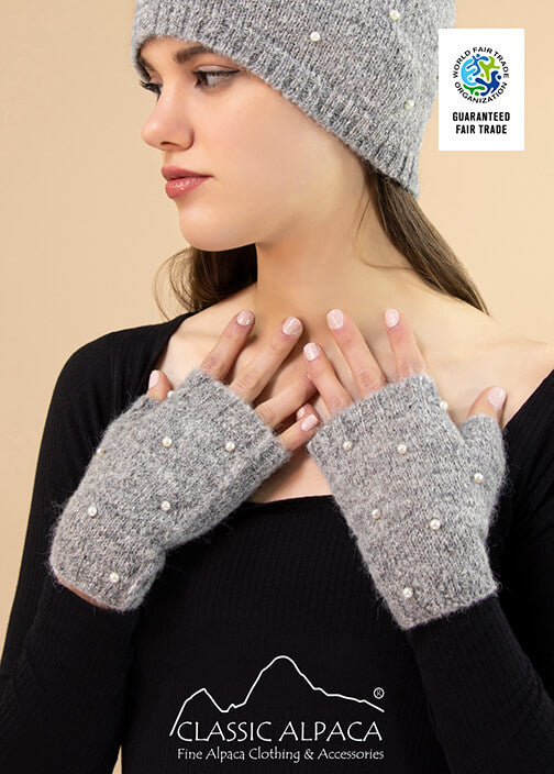 Beaded Pearl Fingerless Gloves